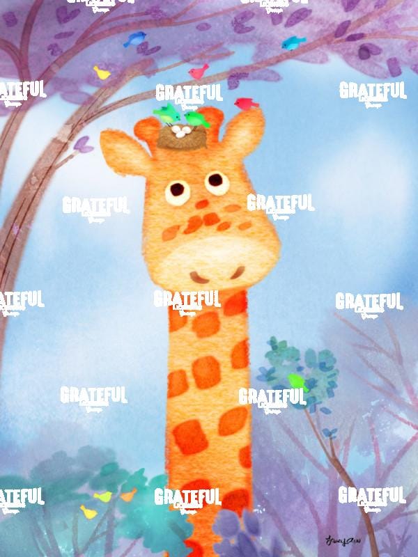 Giraffe and Birds