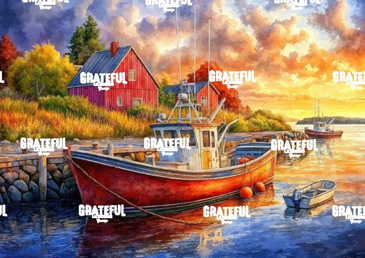 Red Fishing Boat, Coastal Boathouse