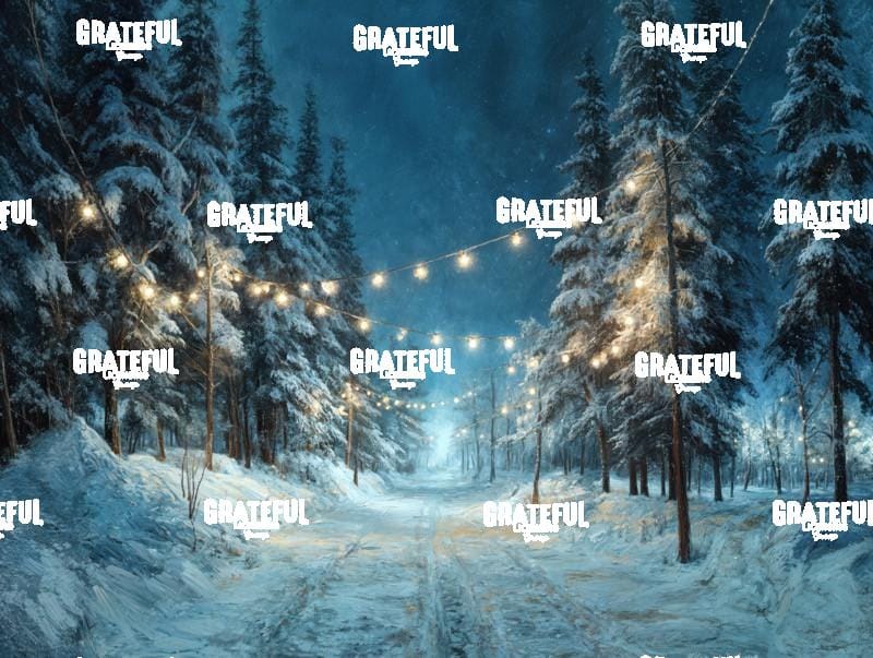 Winter Path with Lights at Night 1
