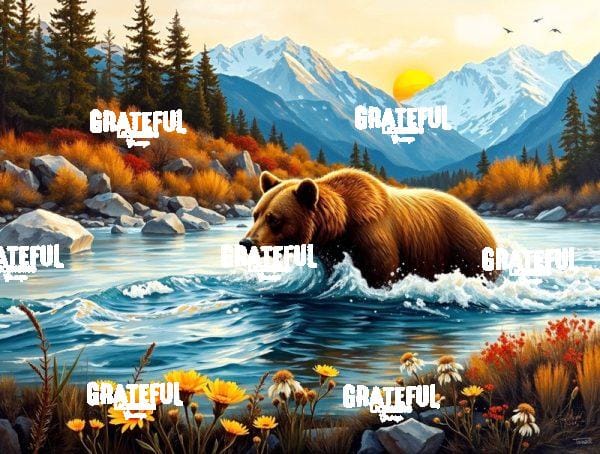Grizzly Bear Catching Breakfast
