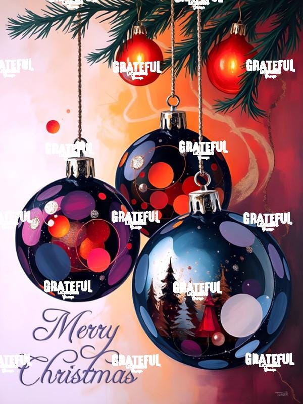 Reflections of Christmas Holiday Ornaments with Text
