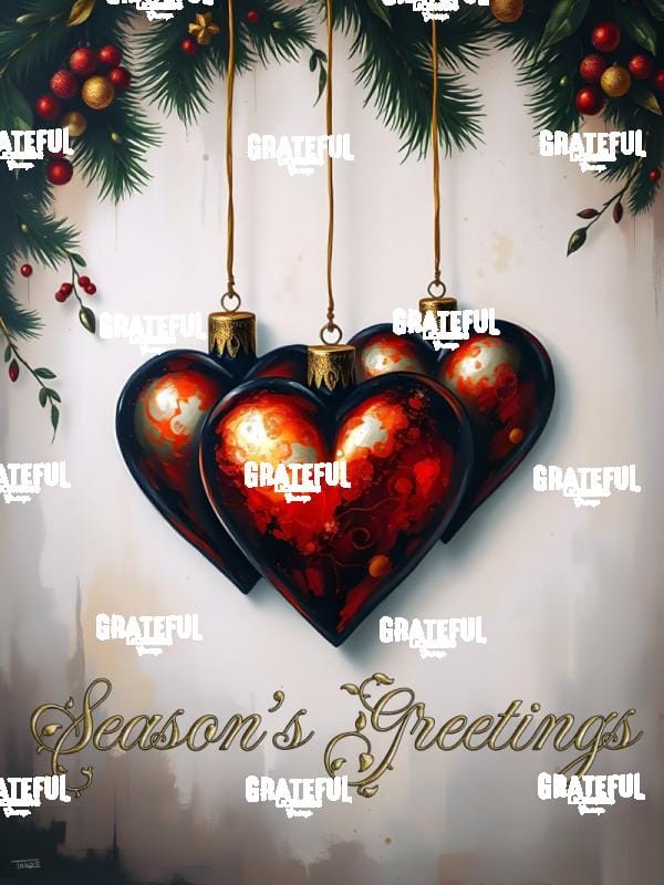 Three Hearts Christmas Ornaments With Text