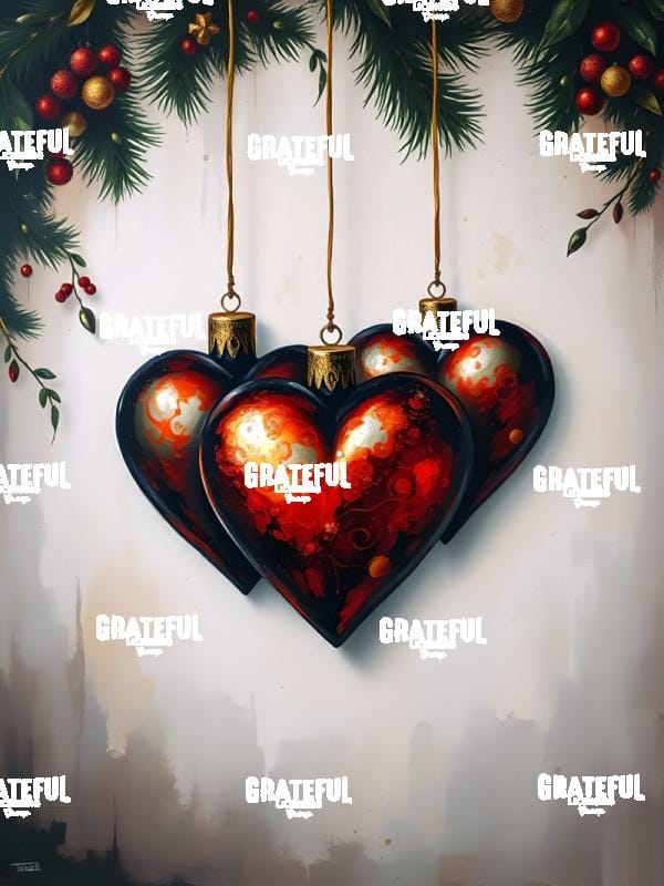 Three Hearts Christmas Ornaments No Text