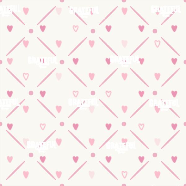 Petaled Lattice 4-Background White with Pink Hearts and Grid Tile