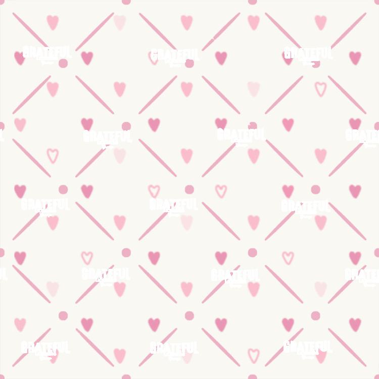 Petaled Lattice 4-Background White with Pink Hearts and Grid Tile