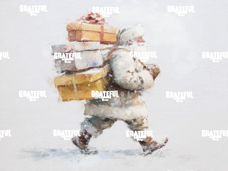 Silver and Gold Santa Carrying Gifts 1