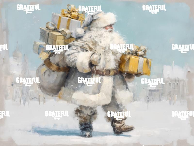 Silver and Gold Santa Carrying Gifts 2