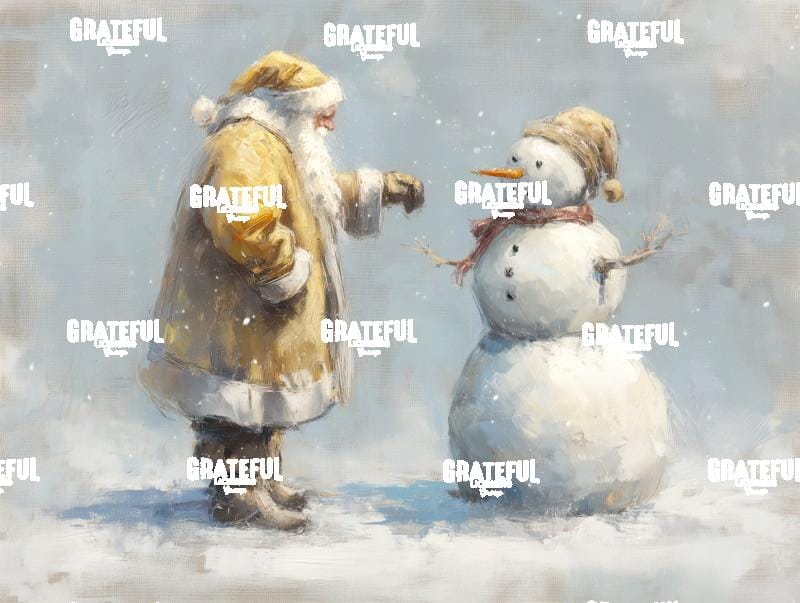 Silver and Gold Santa with Snowman 1