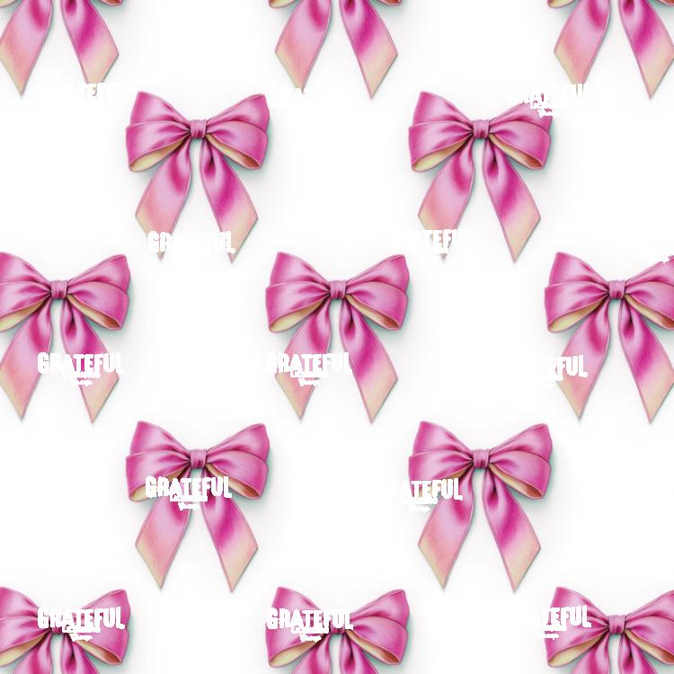 Pink Ribbon Bows on White
