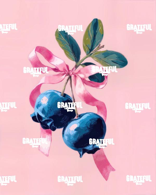 Blueberries with a Pink Ribbon, Painted
