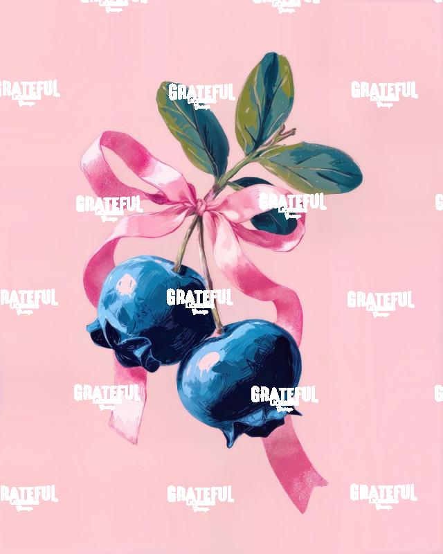 Blueberries with a Pink Ribbon, Painted