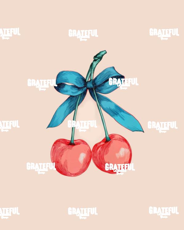 Cherries Tied with a Blue Ribbon, Illustrated