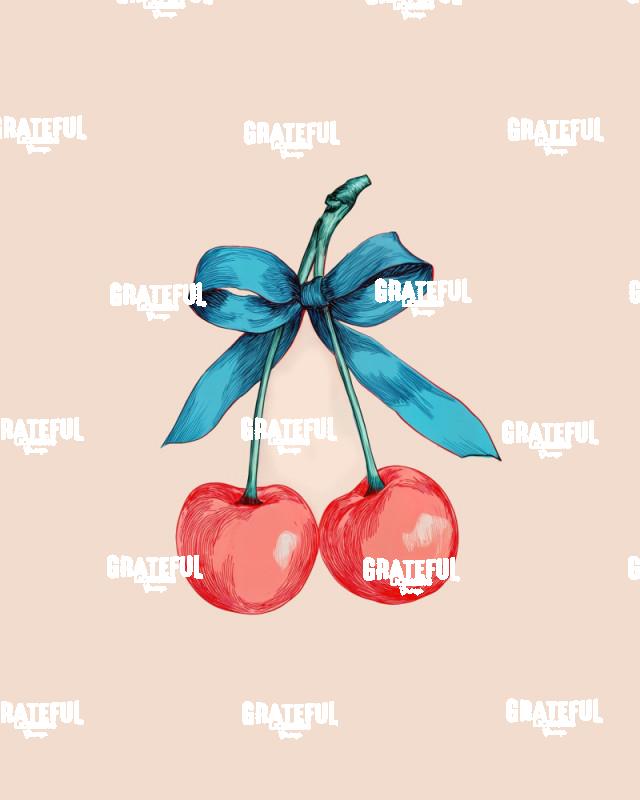 Cherries Tied with a Blue Ribbon, Illustrated