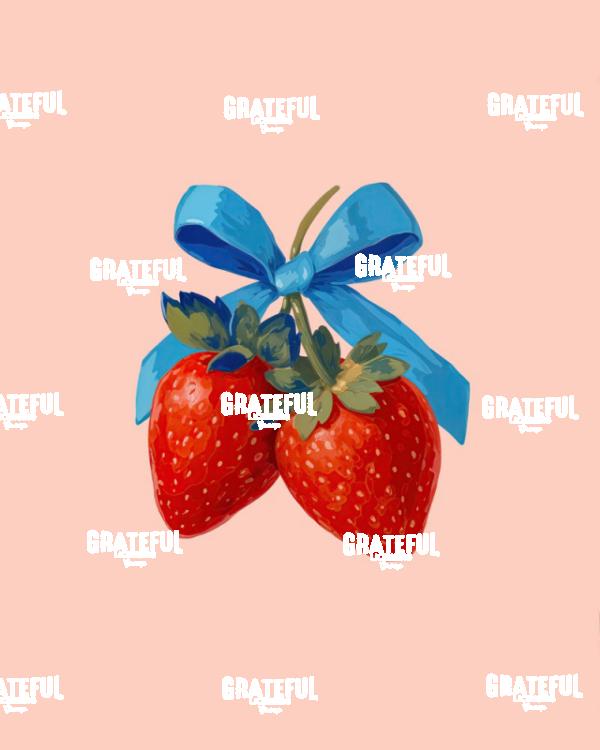 Strawberries with a Blue Ribbon, Painted