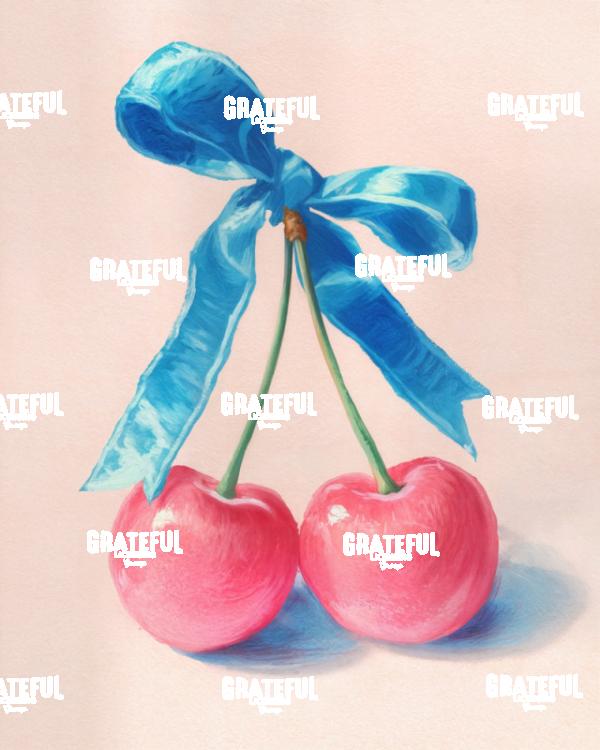 Cherries Tied with a Blue Ribbon, Painted