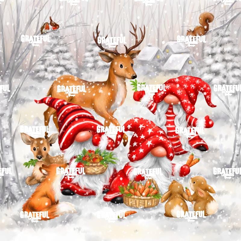 Three Gnomes with Friends in Wood