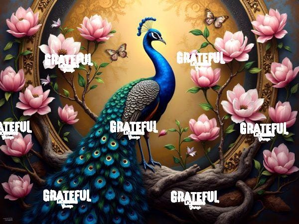 Peacock with Butterflies