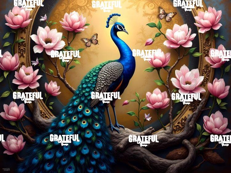 Peacock with Butterflies