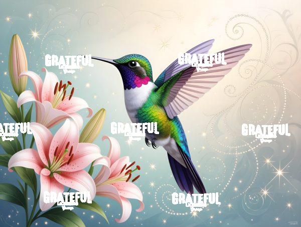 Hummingbird with Lilies