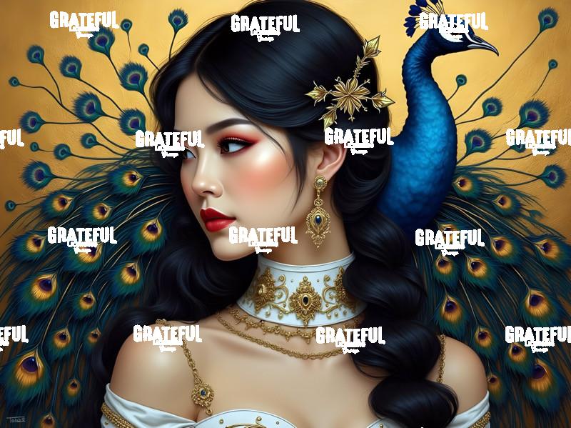 Gilded Elegance (Woman With Peacock)