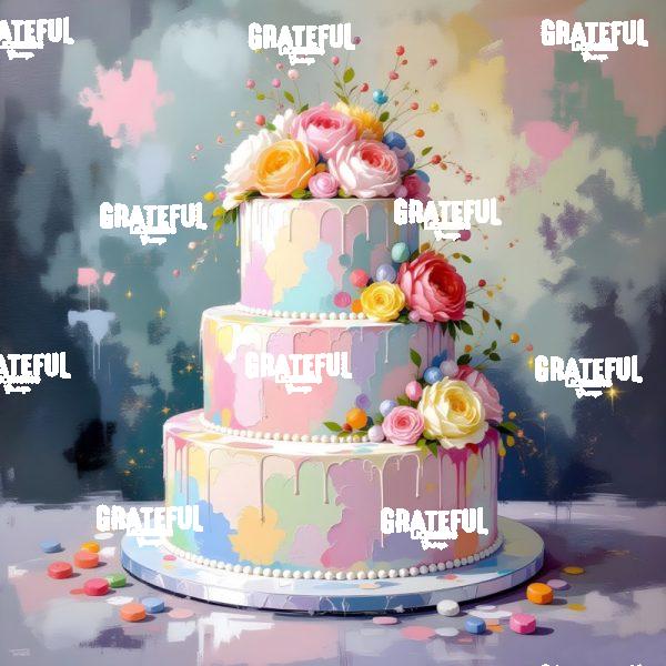Pastel Painted Wedding Cake