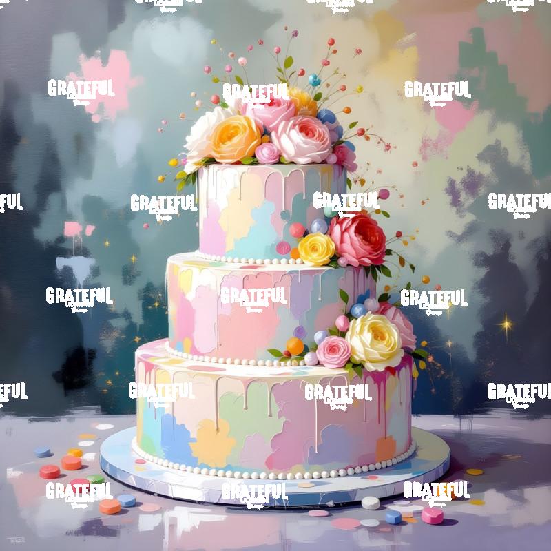 Pastel Painted Wedding Cake
