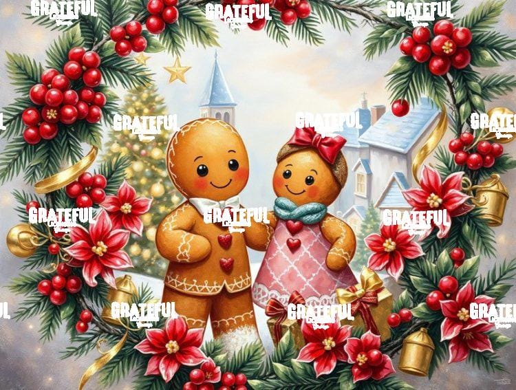 Gingerbread Couple With Wreath
