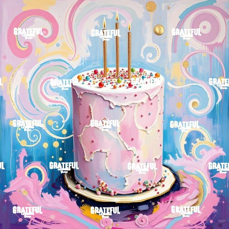 Pastel Swirls Birthday Cake No Text