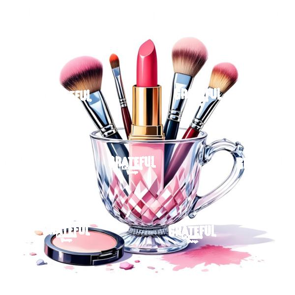 Makeup Brushes In A Crystal Cup