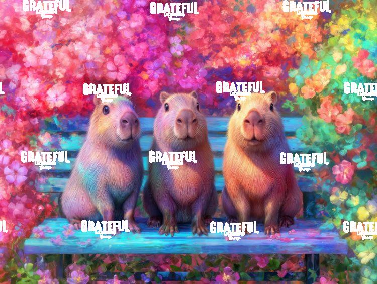 Capybaras on a Park Bench 2