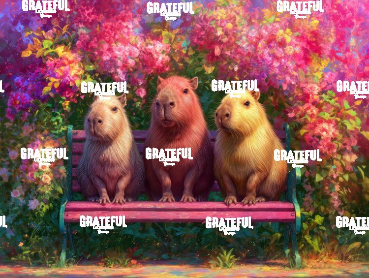 Capybaras on a Park Bench 1