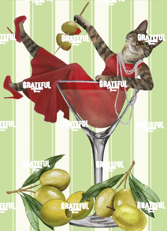 Martini Kitty with Olives