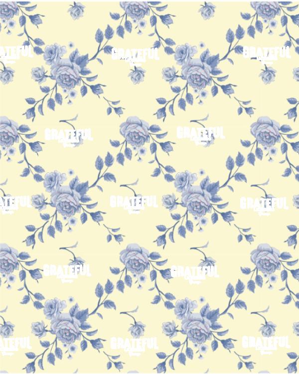 Floral Blush 1 Blue Ivory