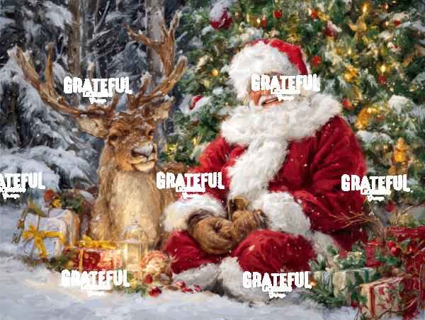 Santa with a Reindeer and Christmas Tree 2