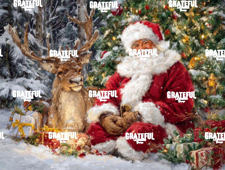 Santa with a Reindeer and Christmas Tree 2