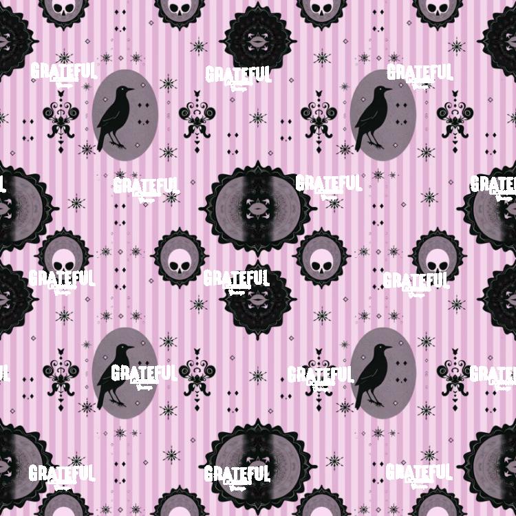 Pink Crows Retro Style Gothic Print