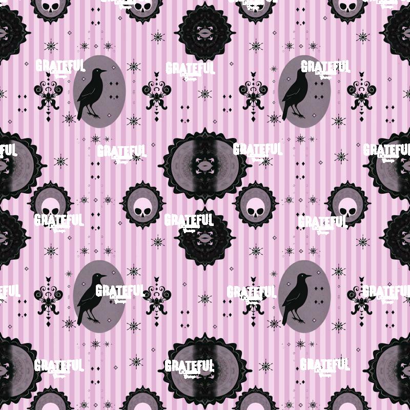 Pink Crows Retro Style Gothic Print