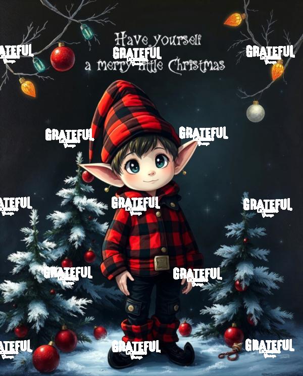 Adorable Lumberjack Christmas Elf with Text