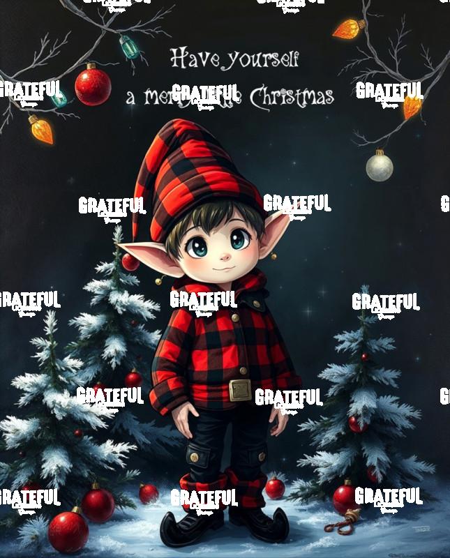 Adorable Lumberjack Christmas Elf with Text