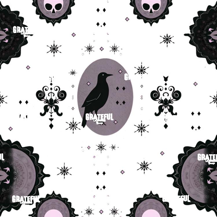 Pink Crows Retro Style Gothic Print