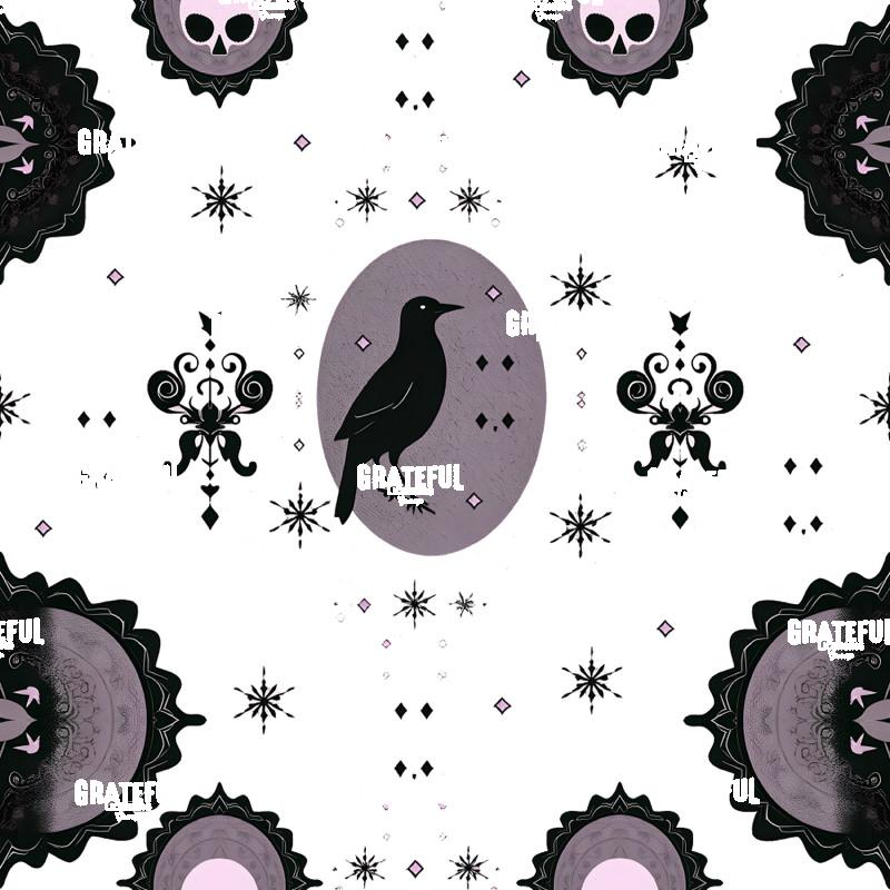 Pink Crows Retro Style Gothic Print
