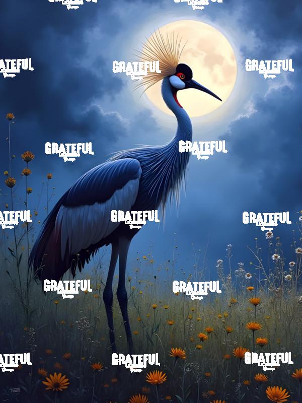 Moonlit Savanna Series Grey Crowned Crane