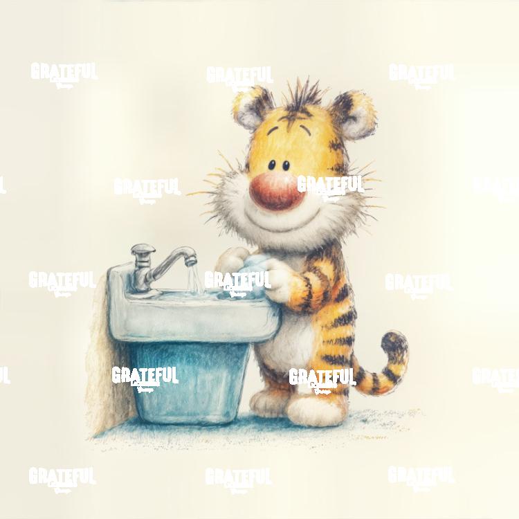 Tiger Washing Hands