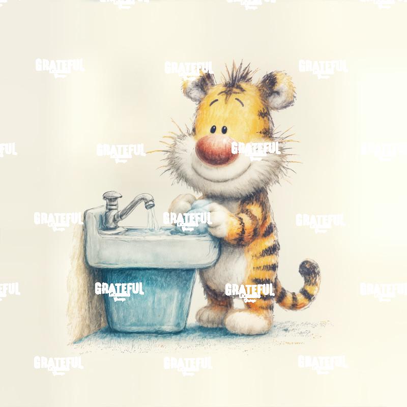 Tiger Washing Hands