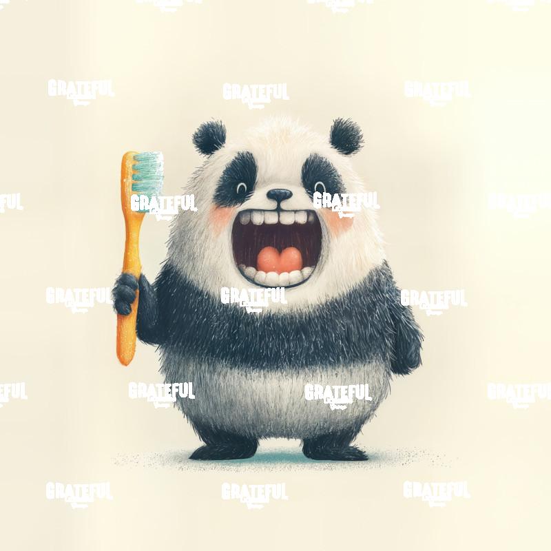 Panda with a Toothbrush