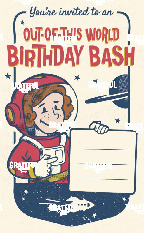 Space Cadets Birthday Invite Front