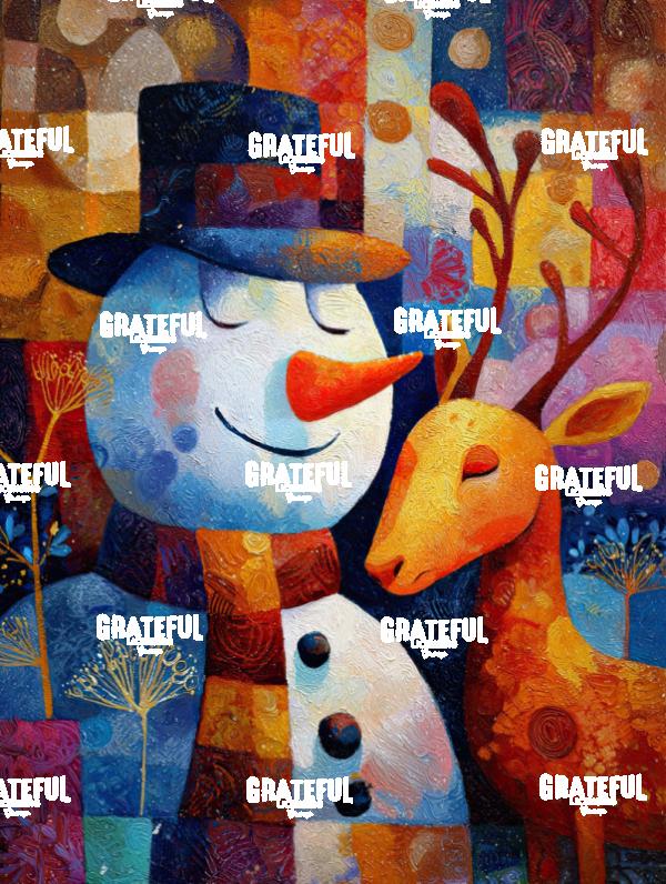 Abstract Snowman Reindeer