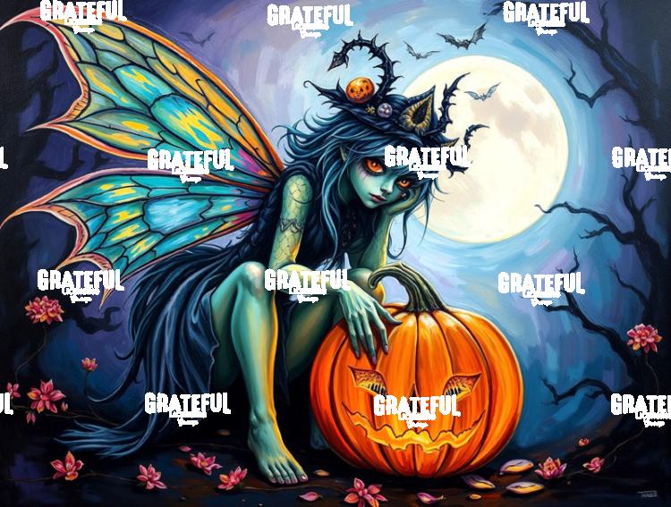 Waiting For Halloween Fairy and Pumpkin