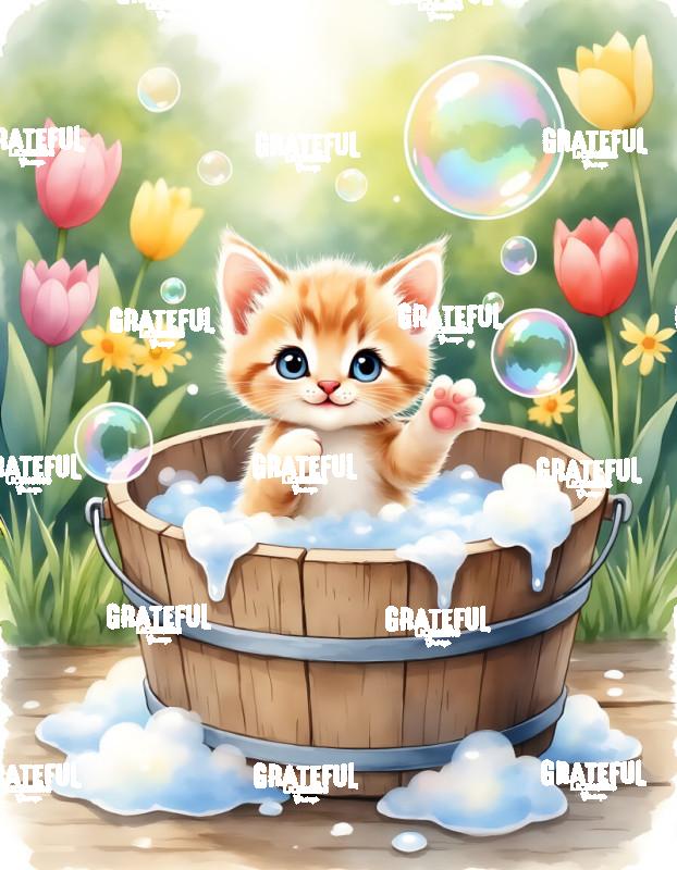 Orange Tabby Kitten Bathtime