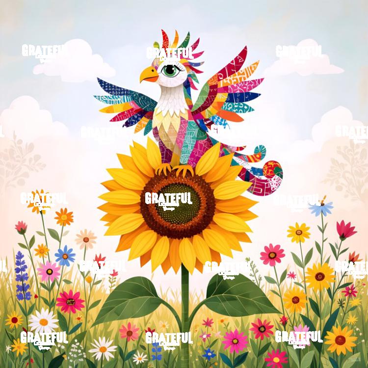 Baby Griffin On A Sunflower